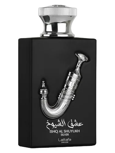 Frasco do perfume Lattafa Ishq Al Shuyukh Silver