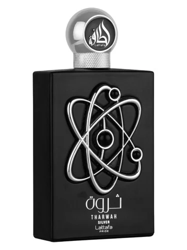 Frasco do perfume Lattafa Tharwah Silver